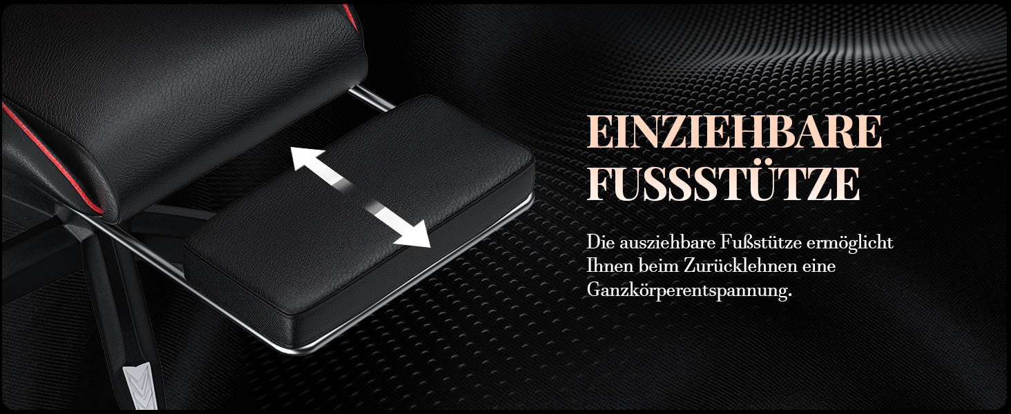 Ігровий крісло Bigzzia з масажем та підставкою для ніг, ергономічне, регульована спинка 90-135°, з подушками для голови та попереку (Червоний)