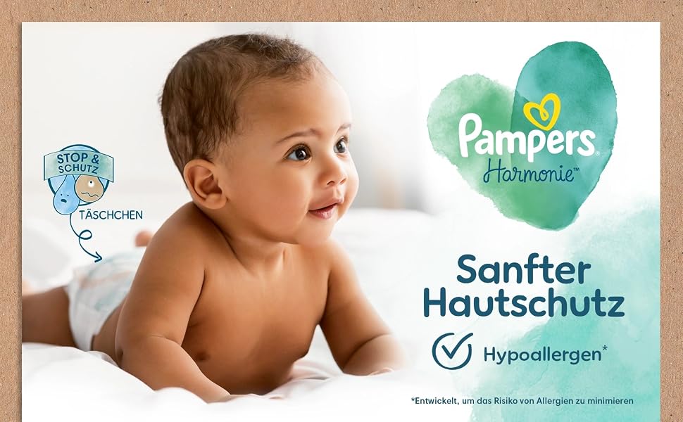 Дитячі підгузки Pampers Harmonie розмір 1 (2-5 кг), гіпоалергенні, на рослинній основі, 180 шт.
