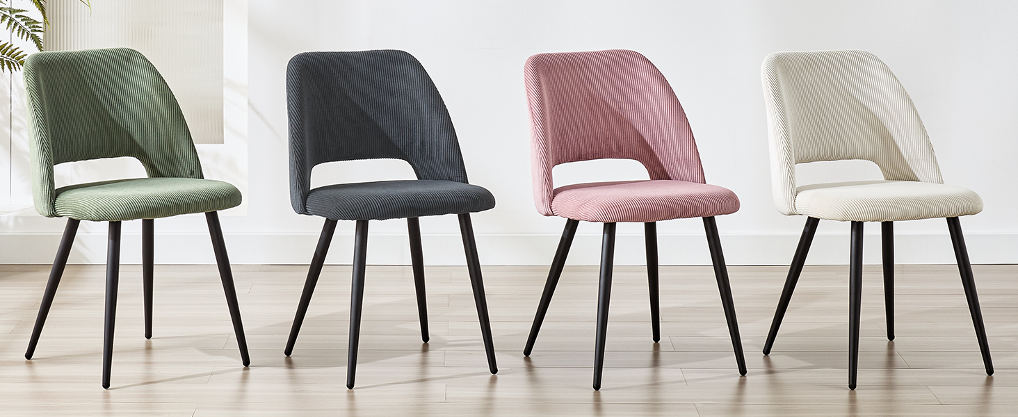 Набір з 4-х обідніх стільців з кшталту м'якого велюру, з товстим шаром м'якої підкладки, металеві ніжки, для вітальні, спальні, їдальні та прийому гостей, зелений колір