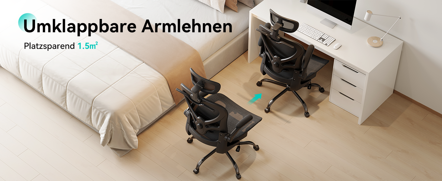 Офісне крісло LarkLeaves з ергономічною підтримкою спини, регульованими підлокітниками, сітчастою спинкою та підголівником, для офісу, навчання, бібліотеки, 140 кг, (Чорний, Lite)