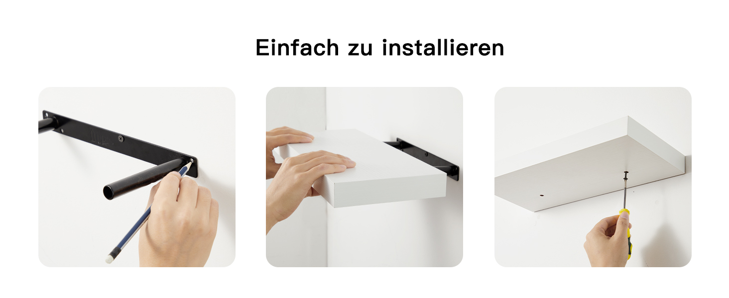 Набір плаваючих полиць Wandregal білі 40 см (3 шт) для спальні, кухні, офісу, вітальні - сучасний декор