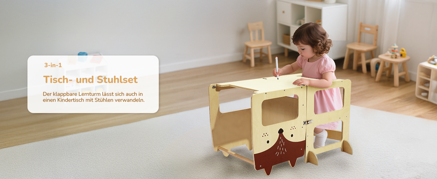 Стілець-лесенка для дітей Labebe Montessori, 3 в 1, з дошками для повідомлень, 92 x 38.5 x 42 см