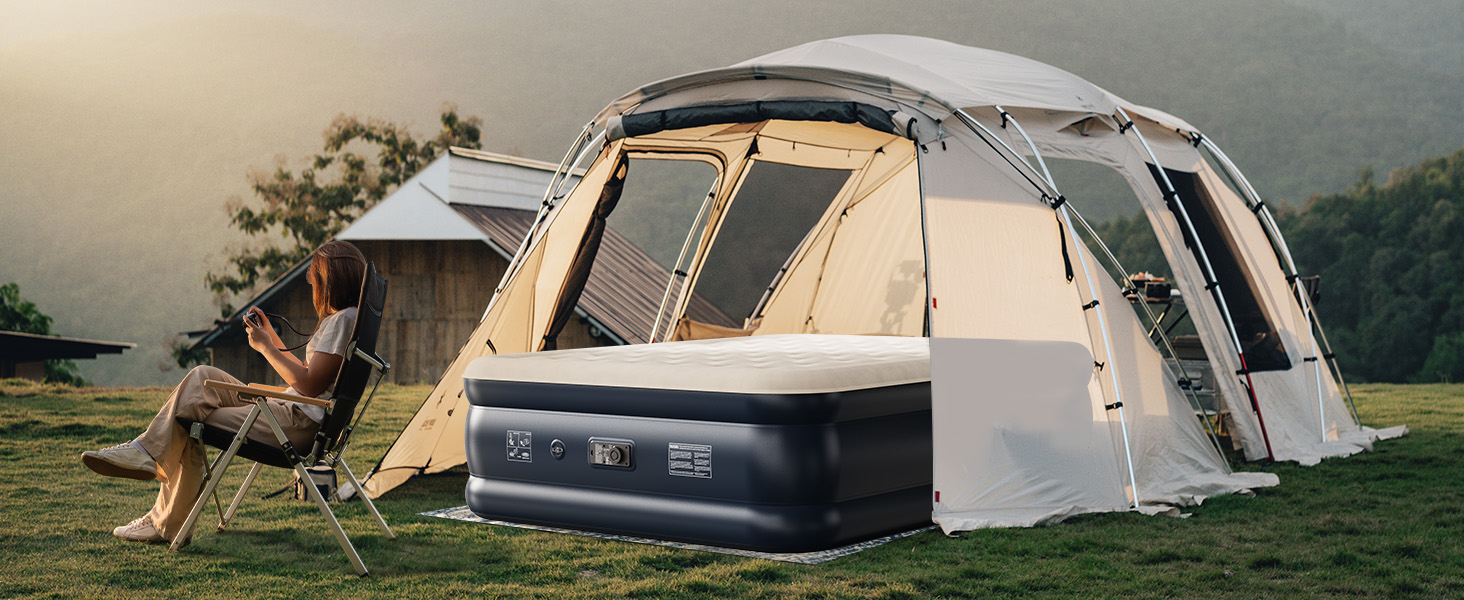 Надувний матрац NALONE для 2 осіб з самонадуваємою системою та вбудованим насосом, для кемпінгу та дому (Queen Size)