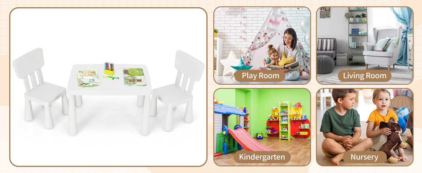 Дитячий столик LIFEZEAL з 2 стільцями, рожевий. Дитяча меблі з пластику, стіл і стільці для дівчаток та хлопчиків