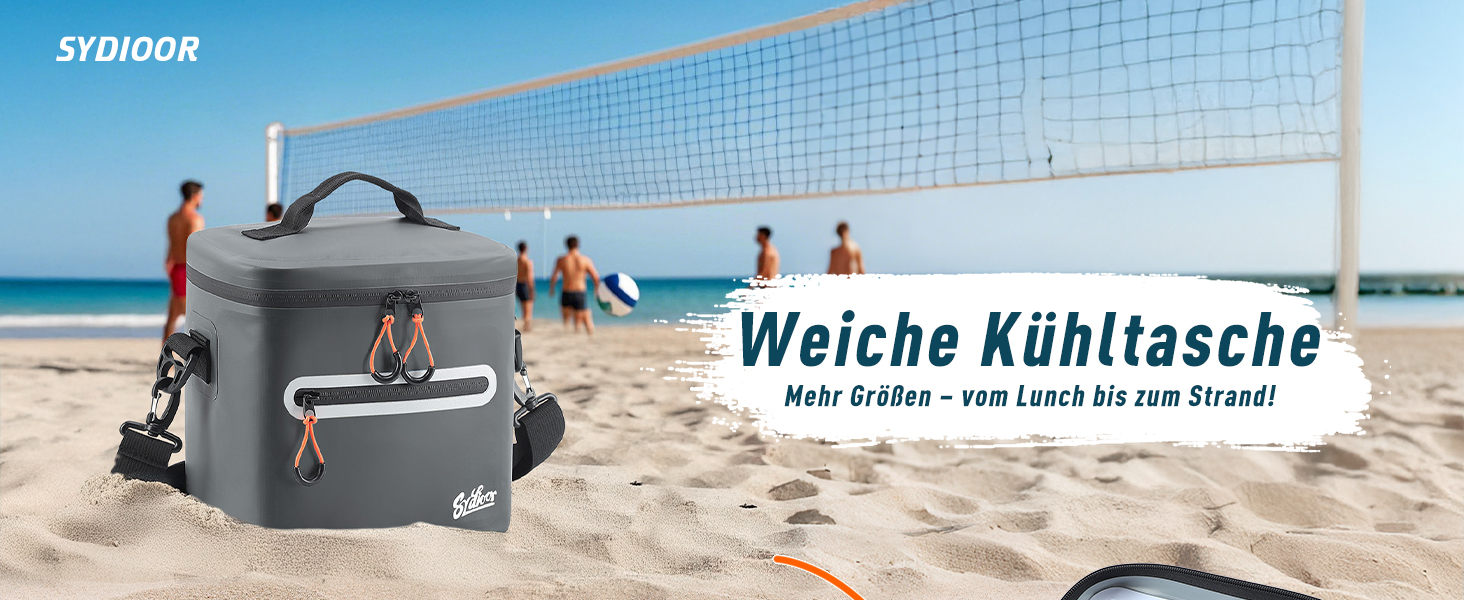 Термосумка-холодильник 14л ізольована водонепроникна темно-сіра для кемпінгу, пікніка, пляжу та грилю