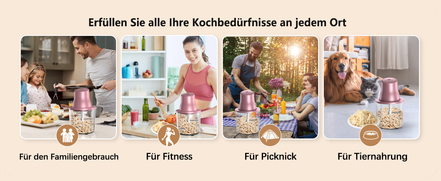 Електричний подрібнювач для кухні 1.5L, подрібнювач курки, овочів, фруктів, м'яса, для дитячого харчування, 250W