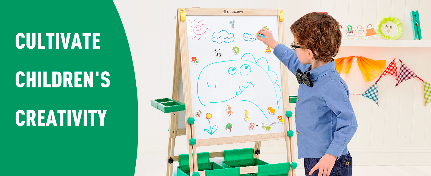 Дитяча мольберт-трансформер з паперовим рулоном, дошками для малювання та аксесуарами. Регульована висота 90-110 см. Дошка з покриттям для сухого стирання.