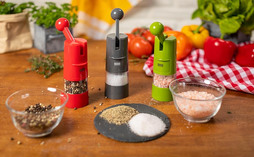 Мельниця для солі та перцю Kuhn Rikon Ratchet Grinder з регульованою керамічною жорном (червона)