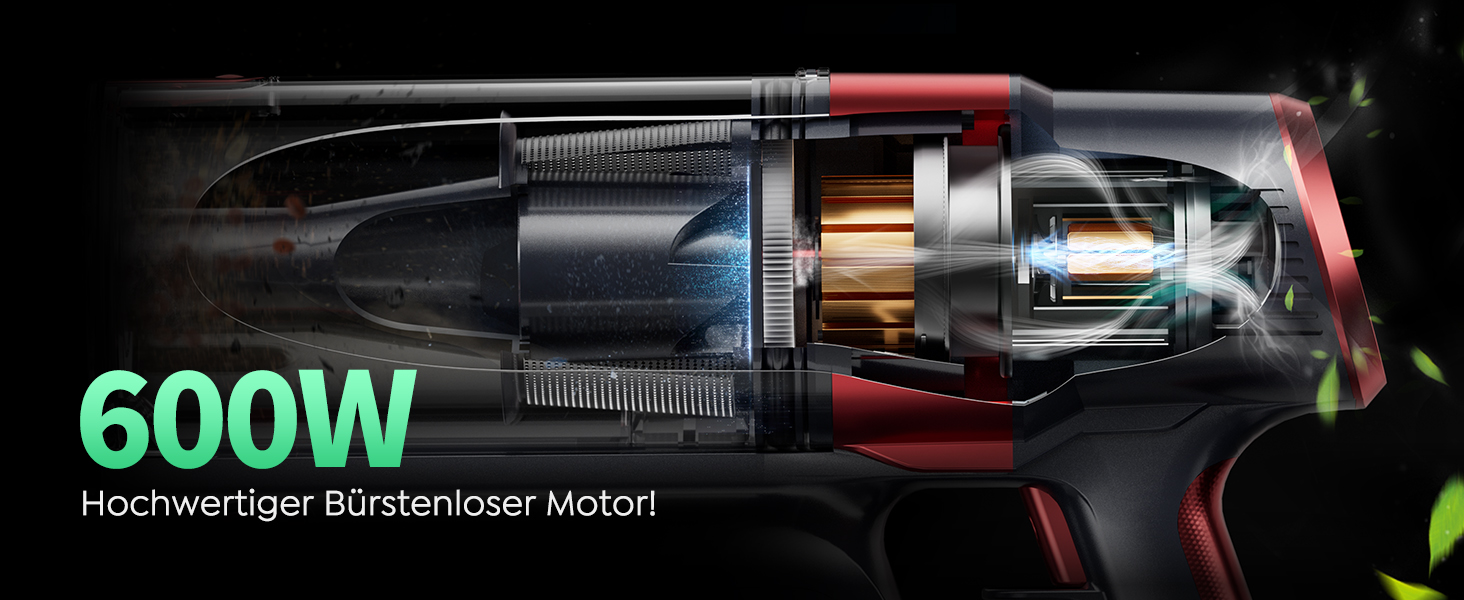 Бездротовий акумуляторний пилосос SunSare 600W з потужністю всмоктування 50000Pa, 65 хвилин роботи, док-станція, автоматичний режим, сенсорний екран, висувний шланг 1м для твердих поверхонь, килимів та шерсті тварин