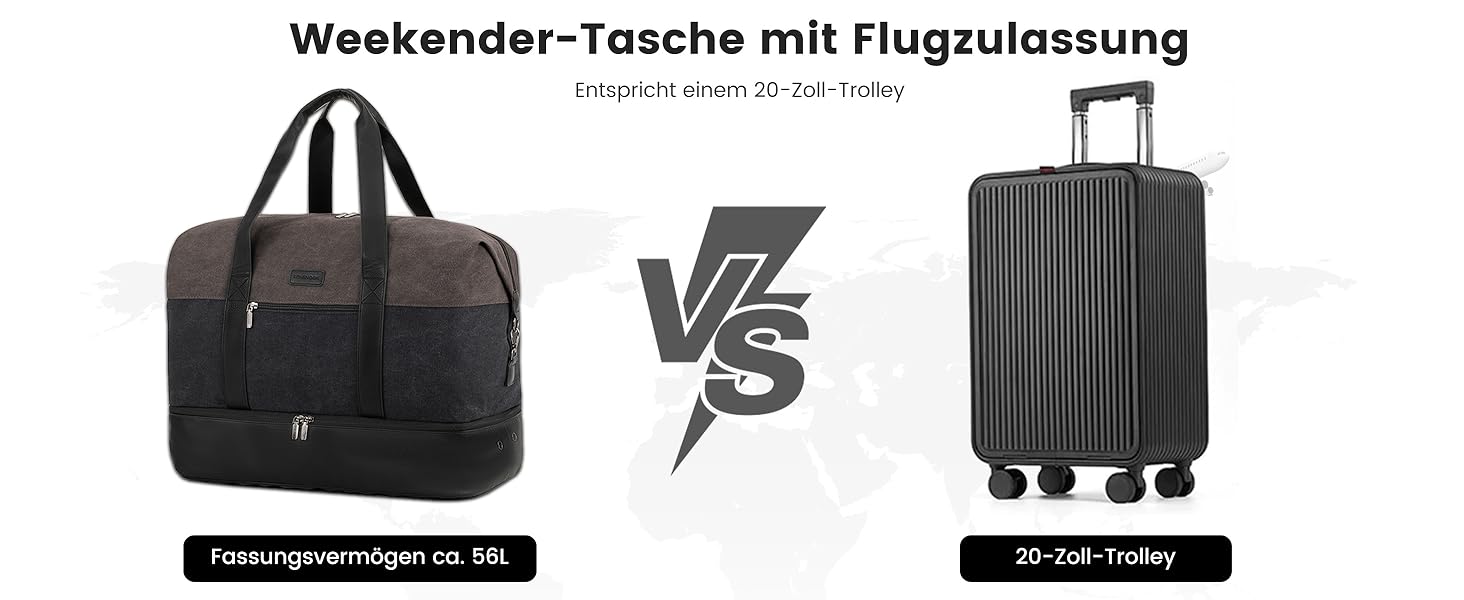 Спортивна сумка LOVEVOOK для жінок, дорожня сумка-валіза, дорожня сумка-мішок, валіза ручної поклажі, сумка для подорожей, сумка для пологів, сумка для одягу, сумка з відділенням для взуття, з косметичкою, бежево-коричнево-чорна (canvas), 50x38x25 см