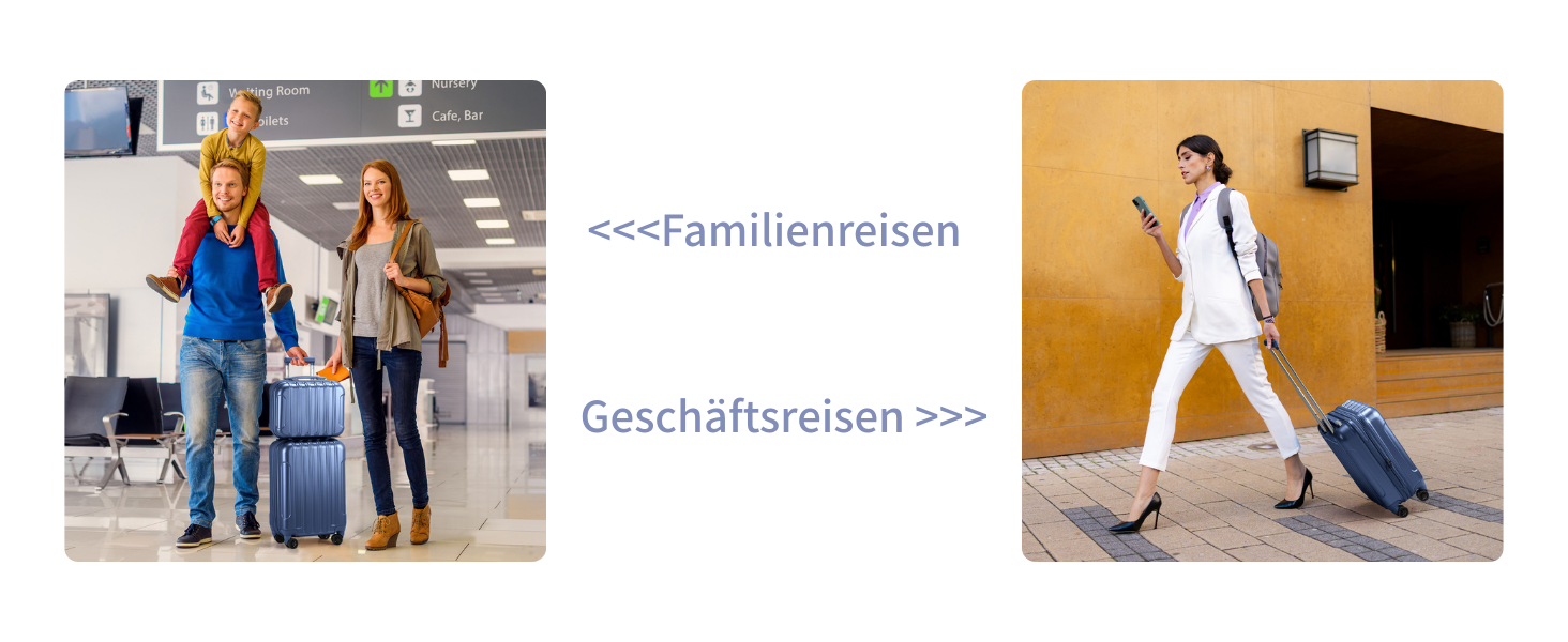 Набір валіз LEADZM 2 шт. з косметичною сумкою, валізи з ABS+PC, телескопічний ручка, ручна поклажа, градієнтний дизайн (сіро-блакитний)