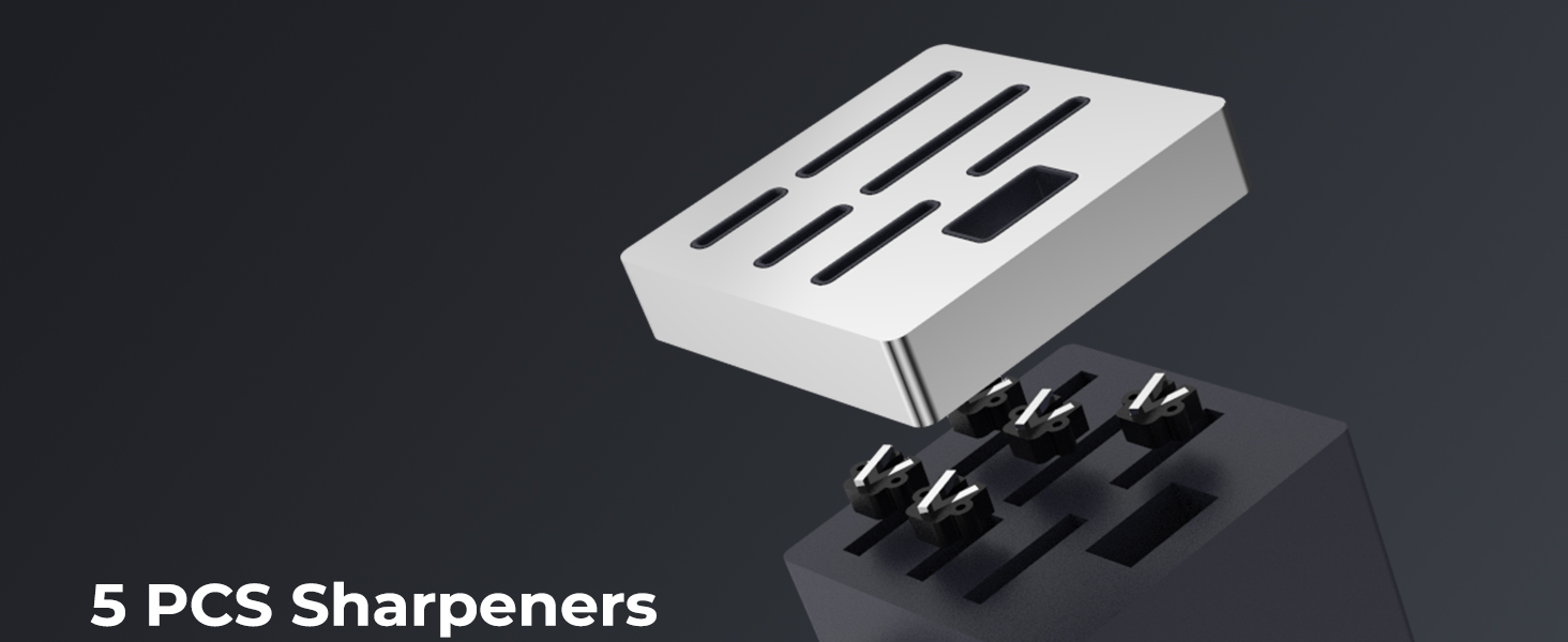 Набір ножів Amegat 14 предметів: кухонний набір з самозаточуванням, нержавіюча сталь, з ергономічними ручками