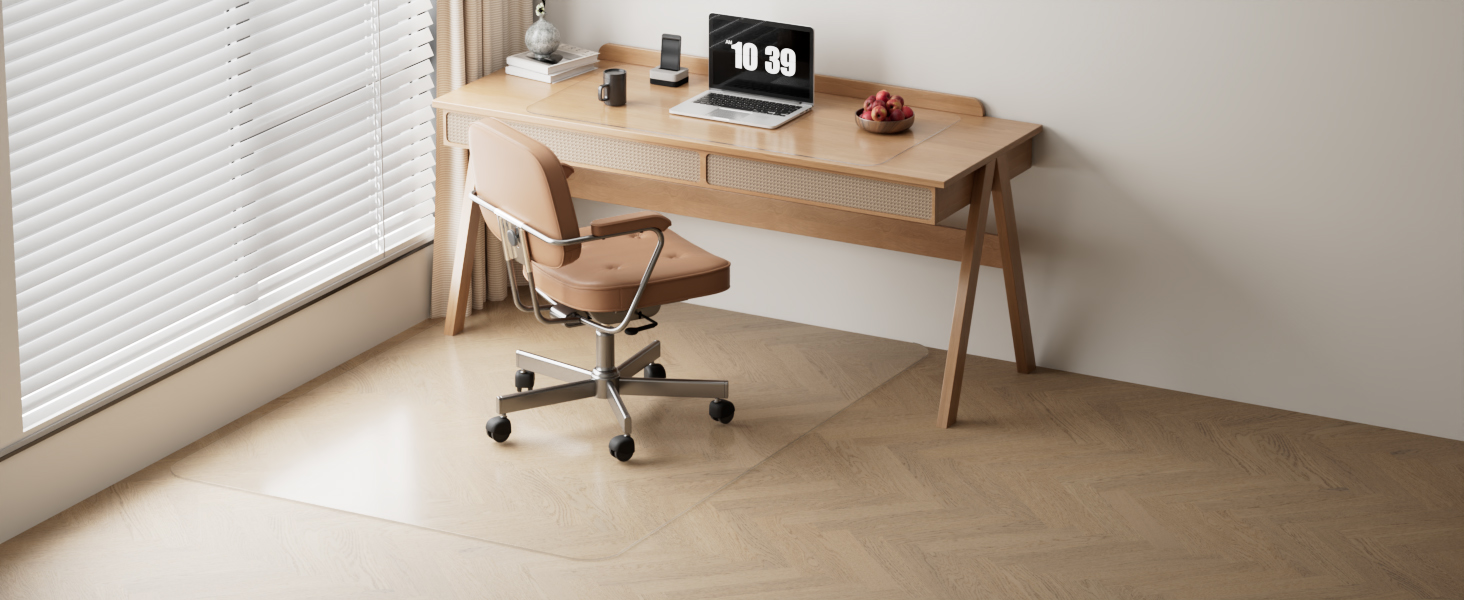 Захисна килимок NATRKE для офісного крісла, 122x92 см, для паркету та ламінату, PVC, прозора підкладка під стілець