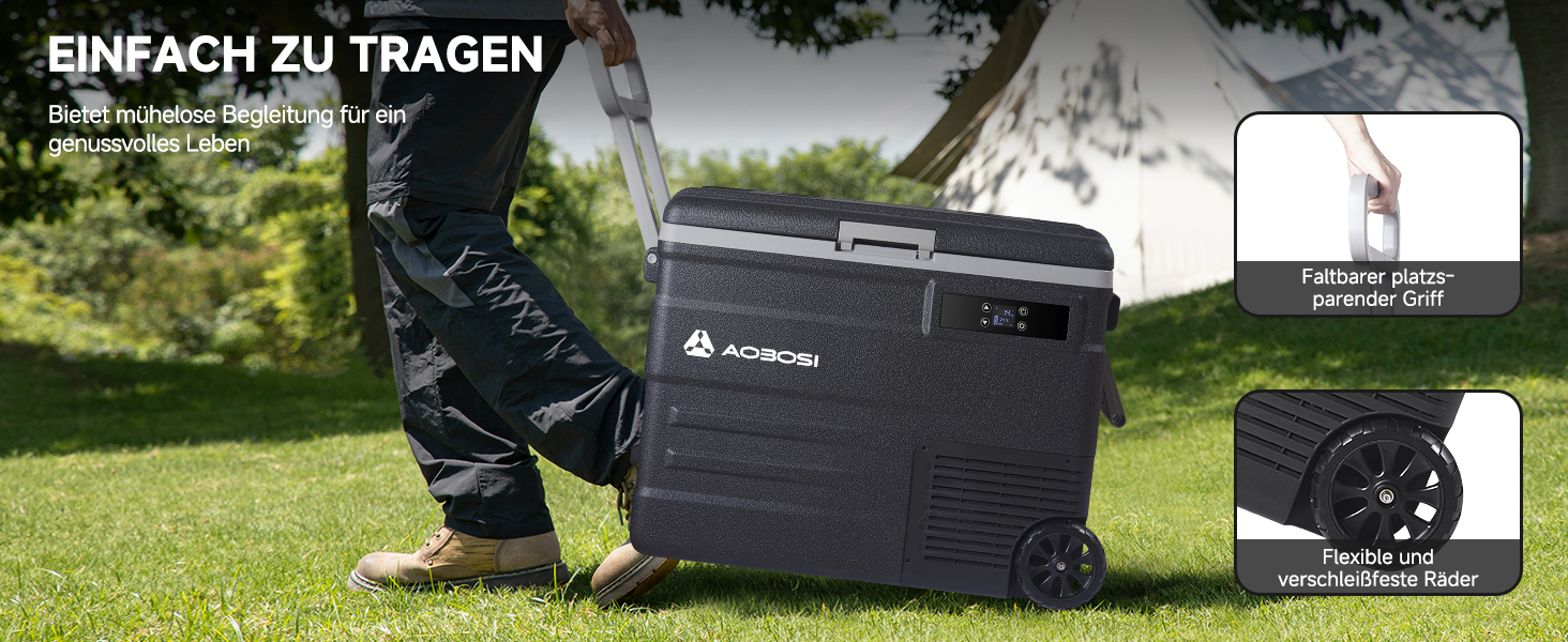 Автомобільний компресорний холодильник AAOBOSI 65л з Wi-Fi, LED, -20°C/+20°C, 12/24V/220V, на колесах для авто, кемпінгу, подорожей