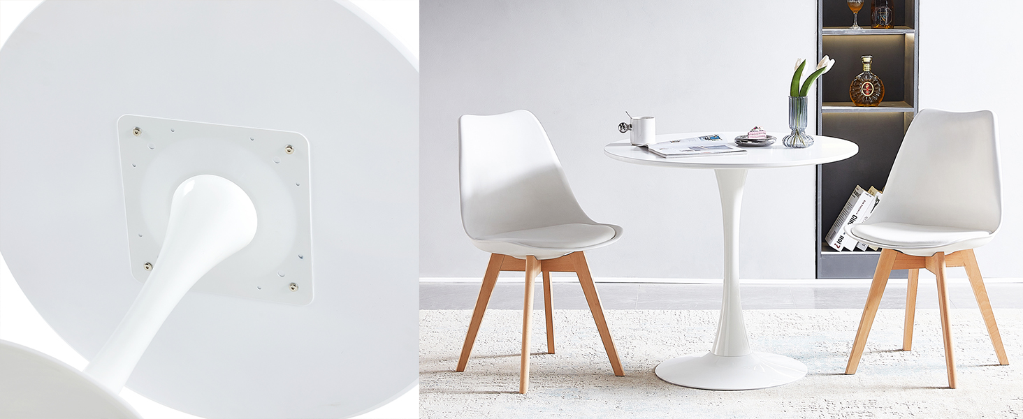 Круглий обідній стіл для кухні, вітальні, балкону. Діаметр 70/80 см, білий/чорний