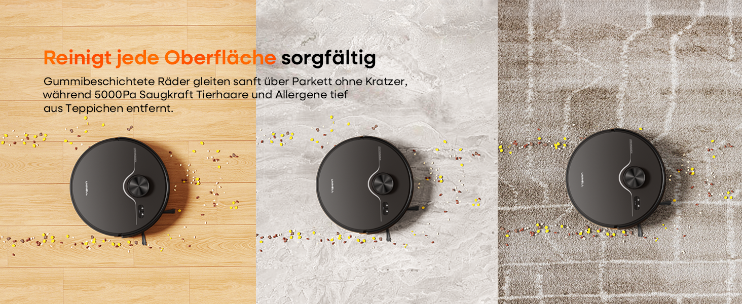 Робот-пилосос з функцією миття 5000Pa, потужний робот-пилосос з базою для самостійного очищення 3.5L, час роботи до 180 хвилин, навігація LiDAR, для збору шерсті тварин та прибирання килимів, керування через додаток, чорний