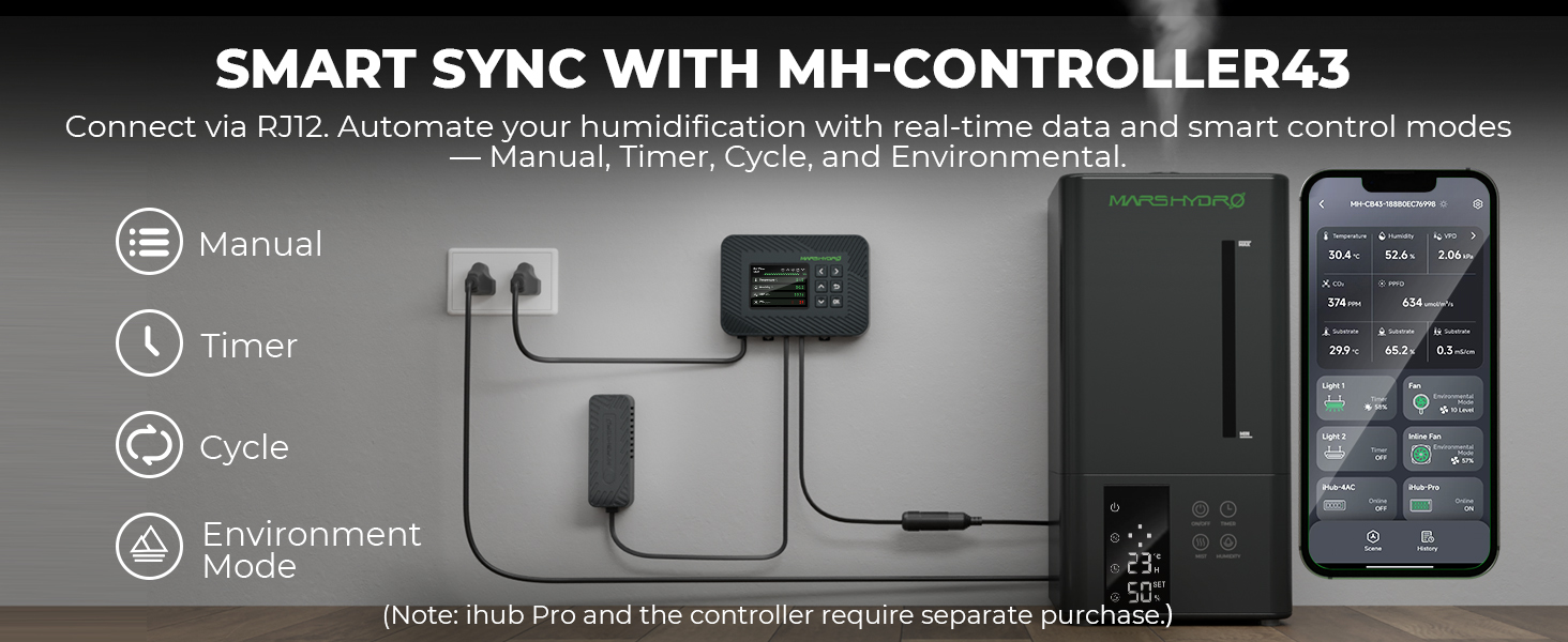 Зволожувач повітря для рослин MARS HYDRO 6л з таймером, ультразвуковий, для гроубоксів та теплиць