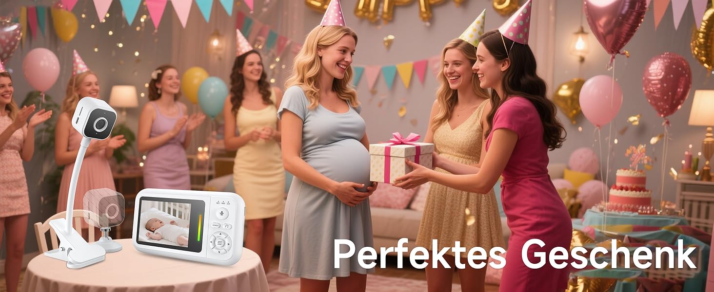 Відеоняня з камерою 1080P без Wi-Fi: монітор, тримач, кліпса для ліжечка, двосторонній звук, датчик температури, виявлення плачу, нічне бачення, 8 колискових, запис фото/відео, SD-карта в комплекті (біла)