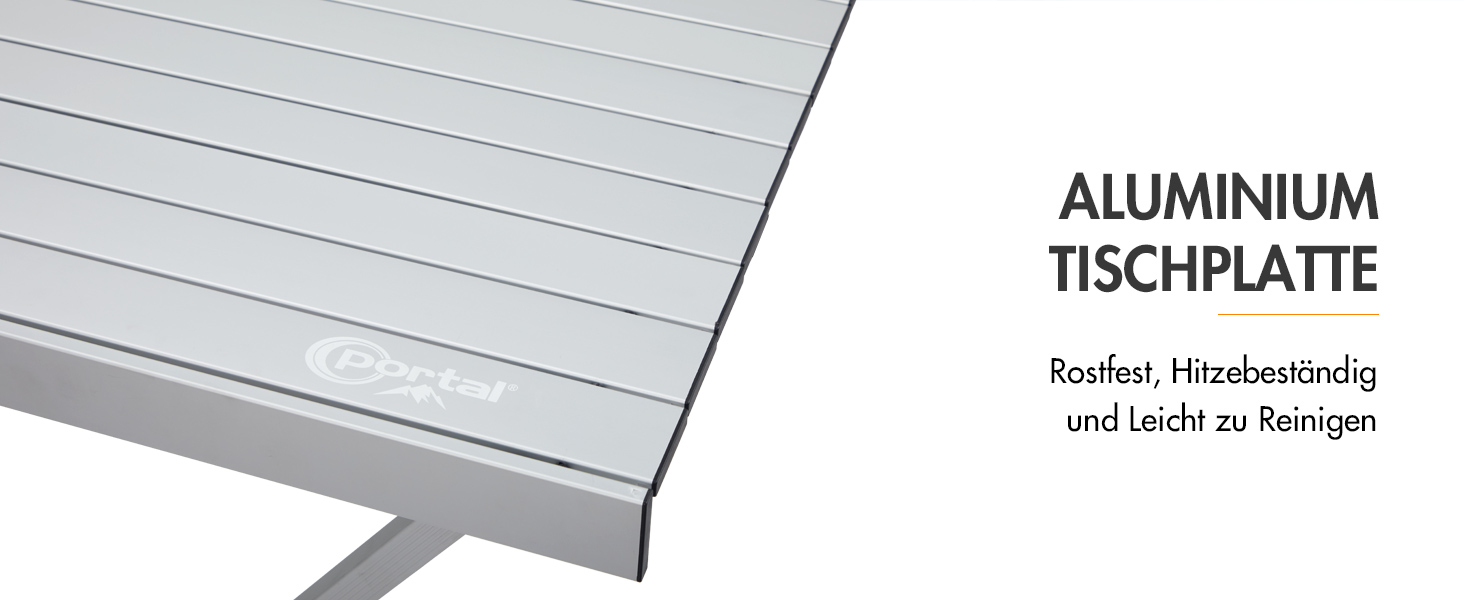 Складаний кемпінговий стіл PORTAL з регулюванням висоти, алюмінієвий, 108 x 71 см, легкий стіл для пікніка, саду та подорожей (Сріблястий)