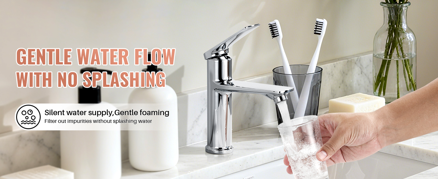 Змішувач для ванної кімнати, однорідний змішувач для раковини, хром, високий тиск, висота виливу 104 мм