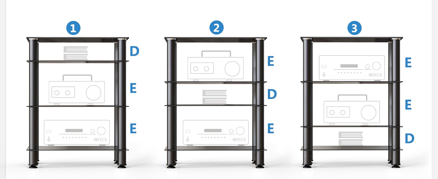 Стійка під телевізор FITUEYES HiFi Regal Audio Schrank Glas/Alu 600x455x762мм AS406001GB