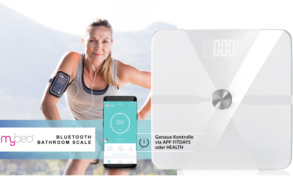 Комп'ютер CSL Bluetooth Шкала жиру в організмі - сумісний з Apple Health - для iOS Android - Білий