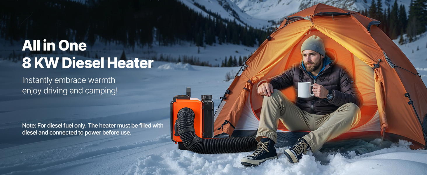 Дизельний опалювач VEVOR 8 кВт 12/24 В з пультом керування та LCD-дисплеєм, 4.5 л, для вантажівок та автодому