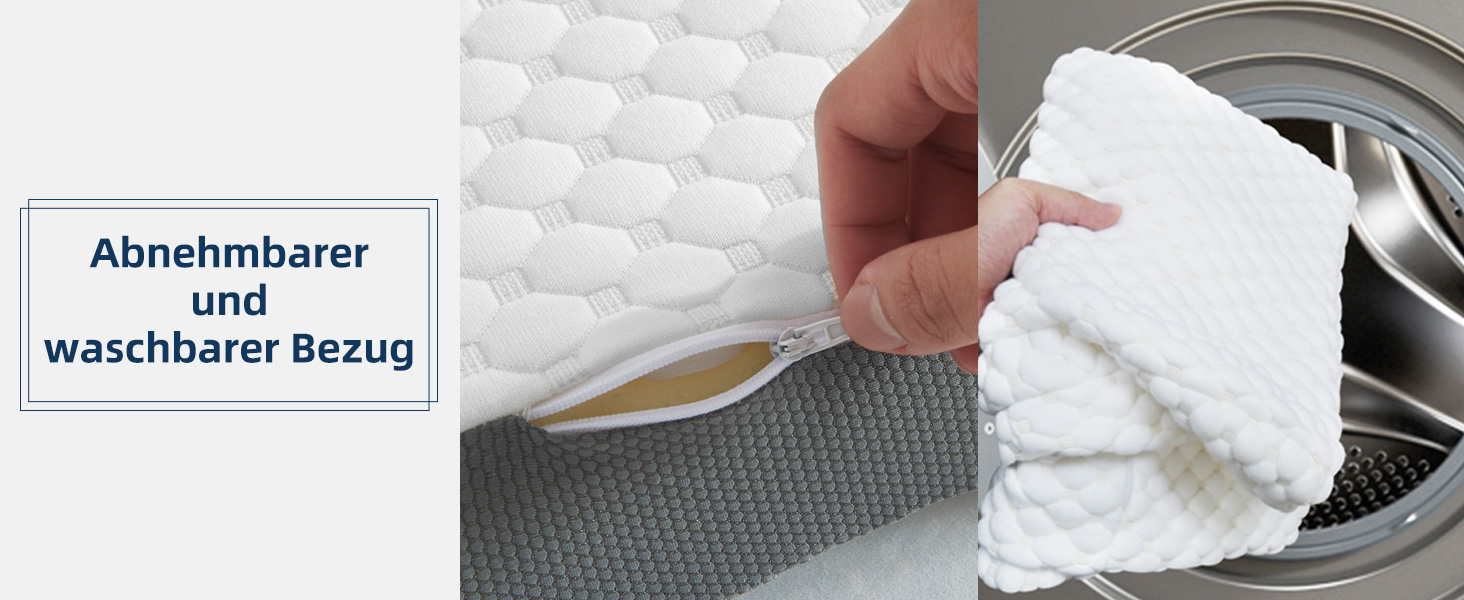 Подушка NOFFA з піною з пам'яті Memory Foam, ортопедична, для сну на спині, боці та животі, регульована висота та жорсткість, 55 x 35 x (11/8, 8/5) см, 60 x 35 x 12 см, сірий & білий колір
