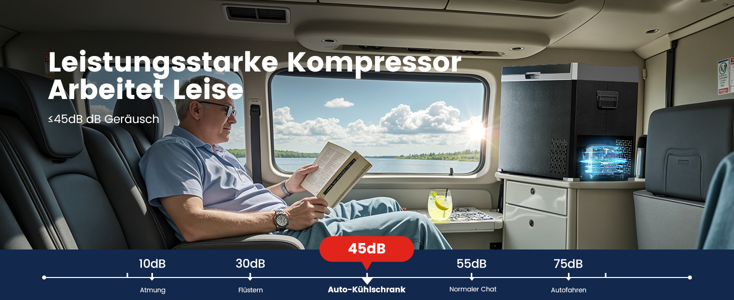 Автомобільний компресорний холодильник KROAK 50л з Wi-Fi, подвійна зона (-20°C/+20°C), 12/24/230V, для авто, вантажівки, човна