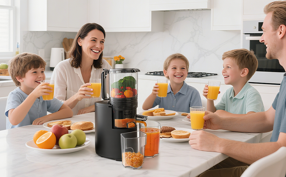 Електричний соковитискач для цілих овочів та фруктів, 130 мм, з широкою подачею, легкий у чищенні, чорний