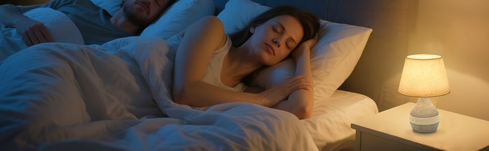 INTELIVE Бездротова керамічна настільна лампа з таймером, димером, лляним абажуром та пультом дистанційного керування. Акумуляторна, сучасний дизайн Mid Century.