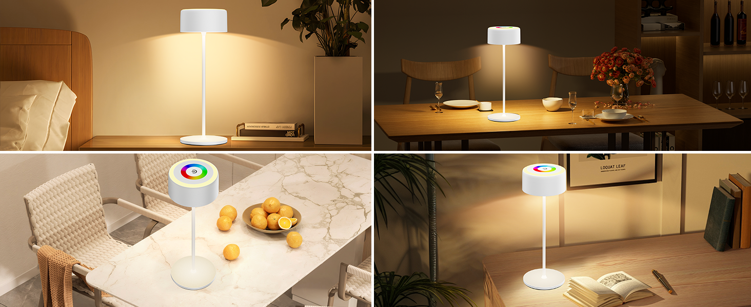 LED-лампа настільна акумуляторна з регулюванням яскравості, перезарядна, 3000-6000K+RGB, USB-C, для дому та вулиці, водонепроникна (IP54), алюмінієва