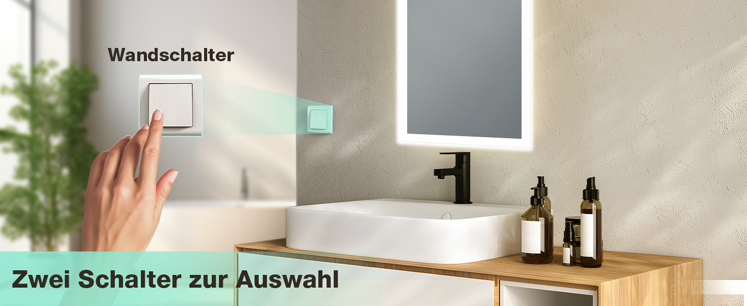 Дзеркало для ванної кімнати GIMBELEN з підсвічуванням LED, антизапар, 2 кольори світла (3000K/6500K), функція пам'яті, прямокутна форма, 50 x 70 см