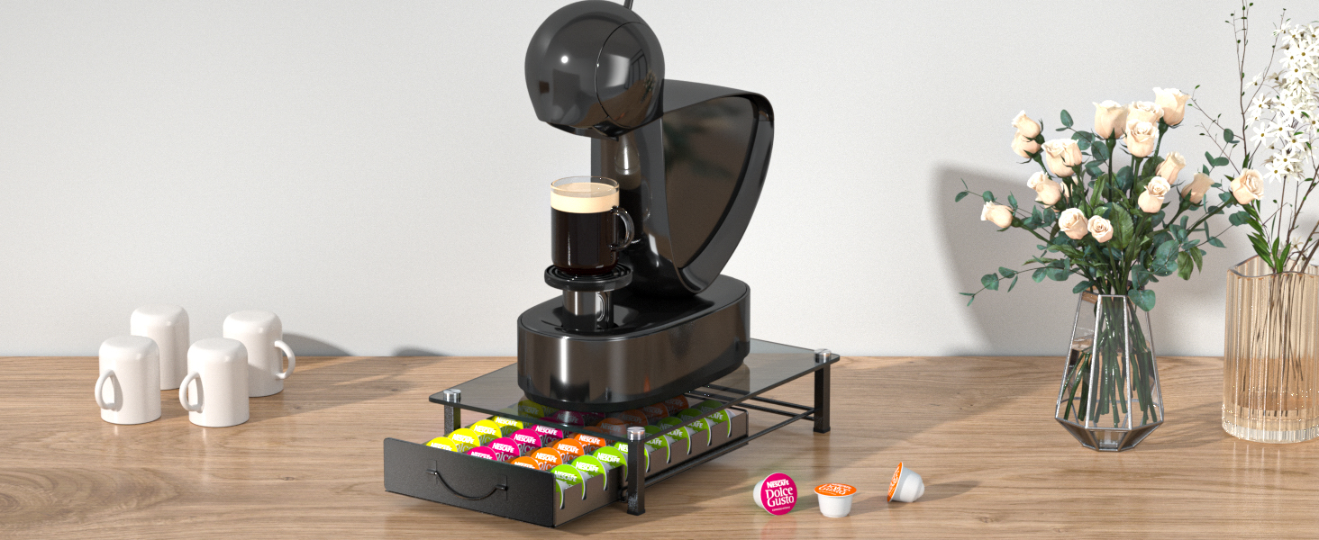 Тримач для капсул Vertuo та Nespresso: органайзер на 90 капсул, сірий метал, для кухні