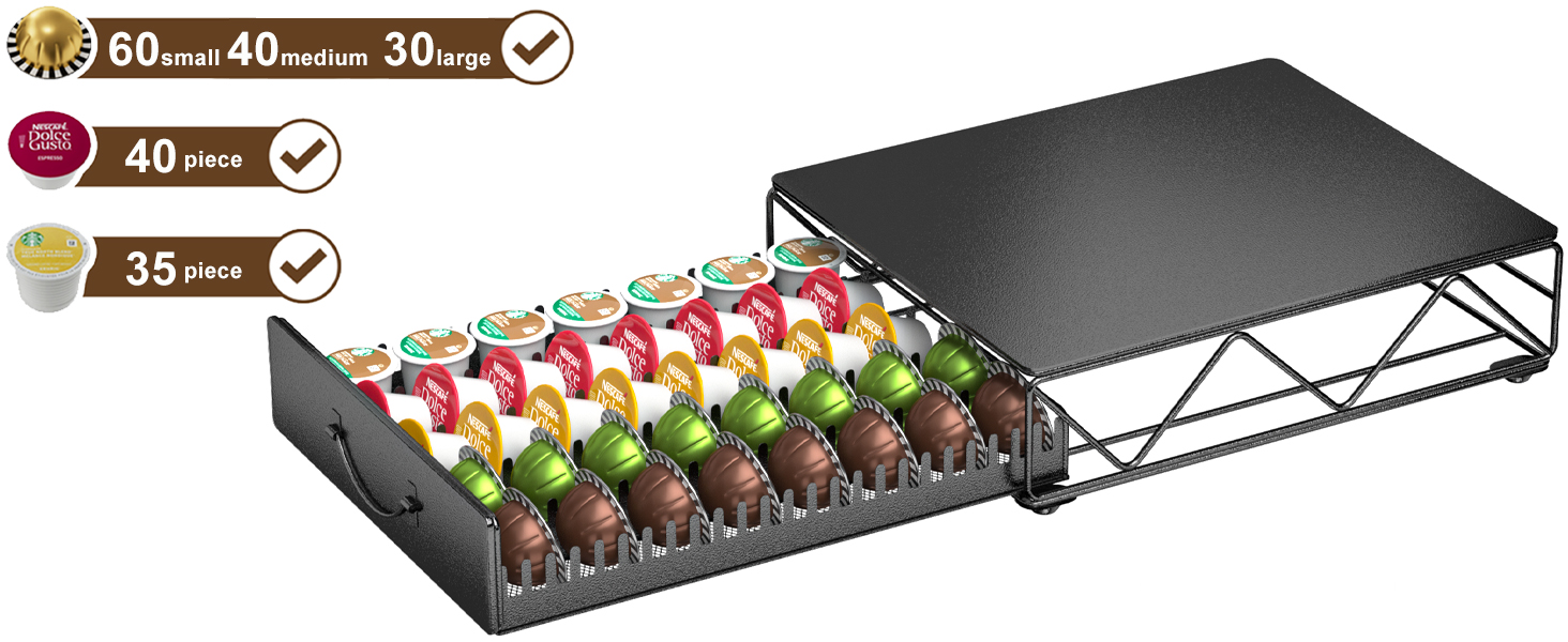 Тримач для капсул Vertuo та Nespresso: органайзер на 90 капсул, металевий, для Vertuo 40
