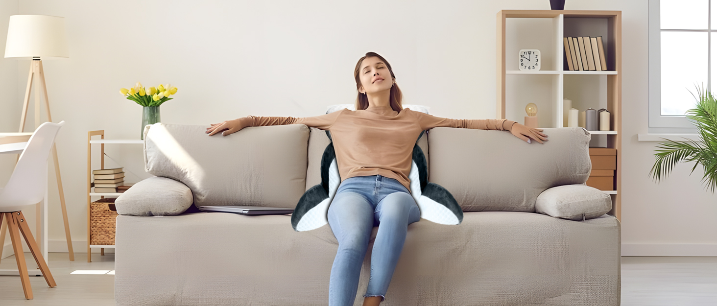 Комфортне крісло-подушка для читання, 70x50 см, сірий, з підголовником та підлокітниками