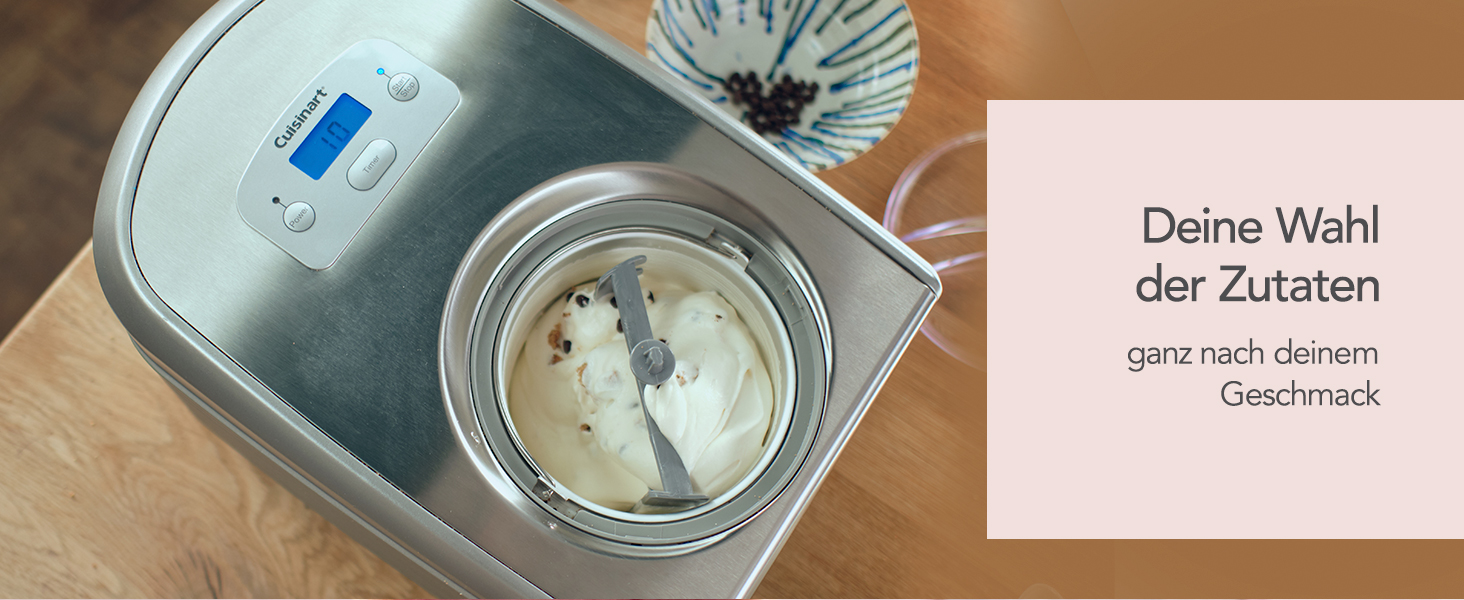 Машина для морозива та джелато Cuisinart ICE100BCU, нержавіюча сталь, 1.5 л, автоматична, для морозива, джелато, сорбету, замороженого йогурту, без попереднього заморожування чаші