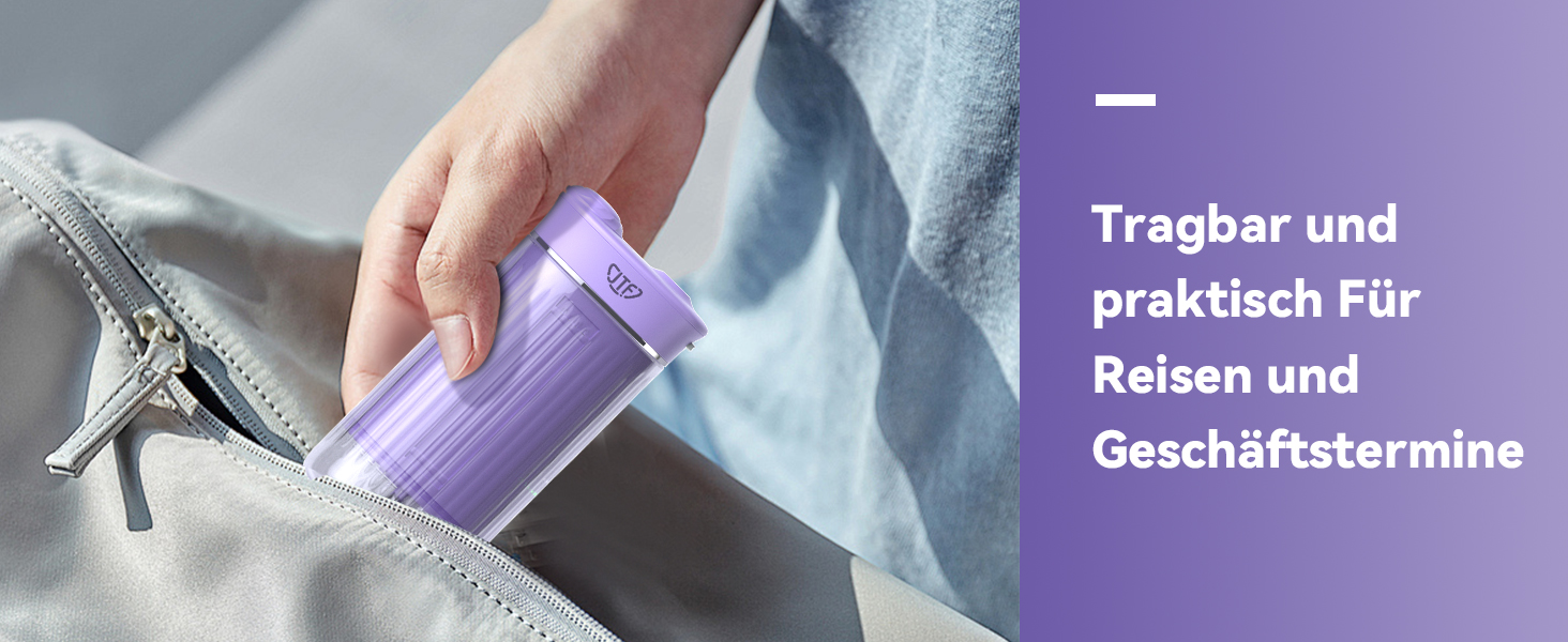 Портативний електричний іригатор для зубів JTF Munddusche Mini - бездротовий, 5 насадок, 4 режими, 230 мл, водонепроникний (фіолетовий)