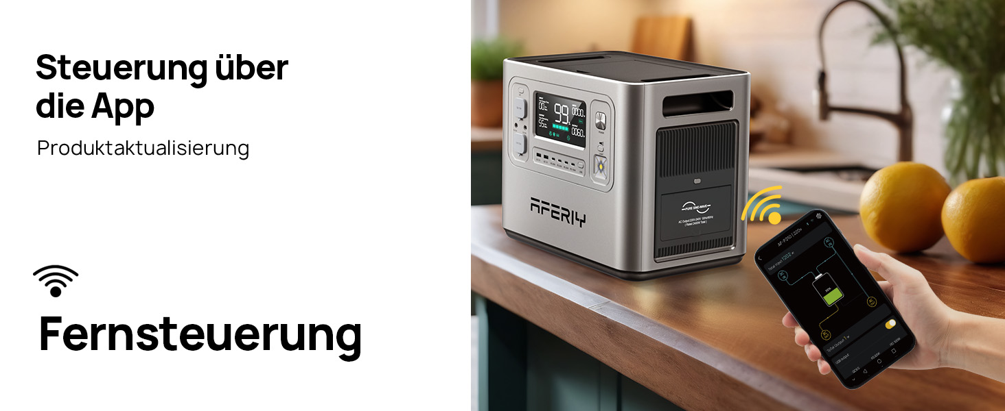 Портативна електростанція AFERIY 3840Wh з LiFePO4 акумулятором, USV, 3 виходи 3x230V AC (7200W пікова потужність), 2200W швидка зарядка, для кемпінгу та подорожей