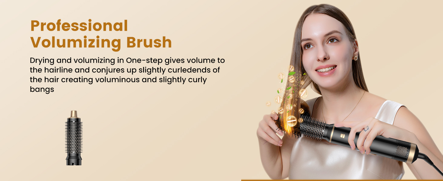 UKLISS Hairstyler 6 в 1: Професійний набір для укладки волосся (фен-щітка, плойка, випрямляч) 1000W, срібно-золотий