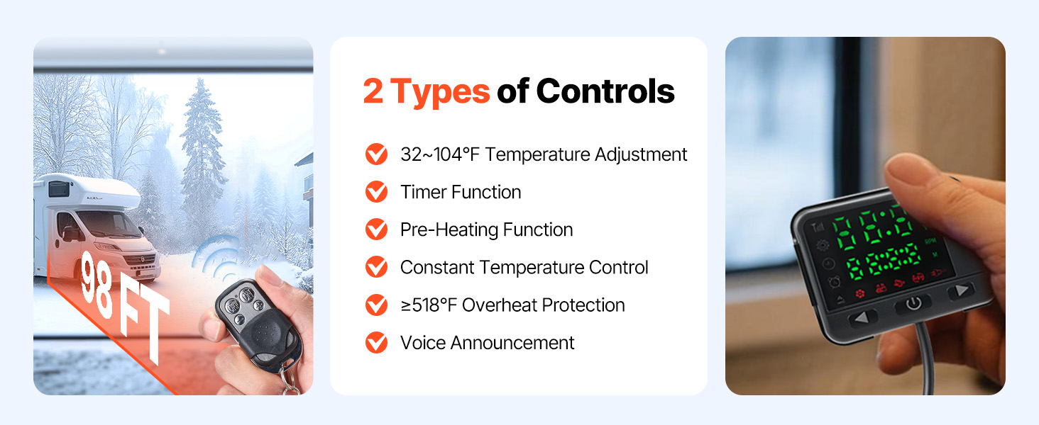 VEVOR 12V дизельний автономний опалювач, 8kW, повітряний опалювач для авто, RV, вантажівки, автобуса з пультом дистанційного керування (LCD, 1 вихідний отвір, червоний)