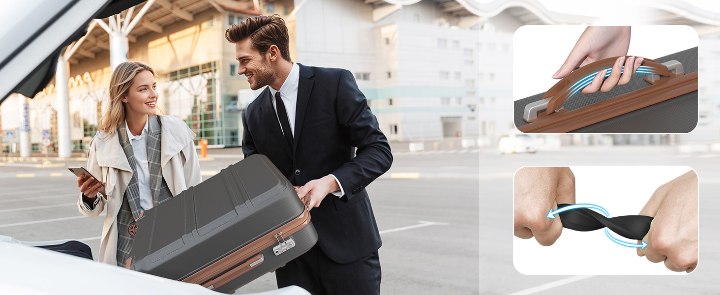 Чемодан-валіза KONO (65см, сірий/коричневий)