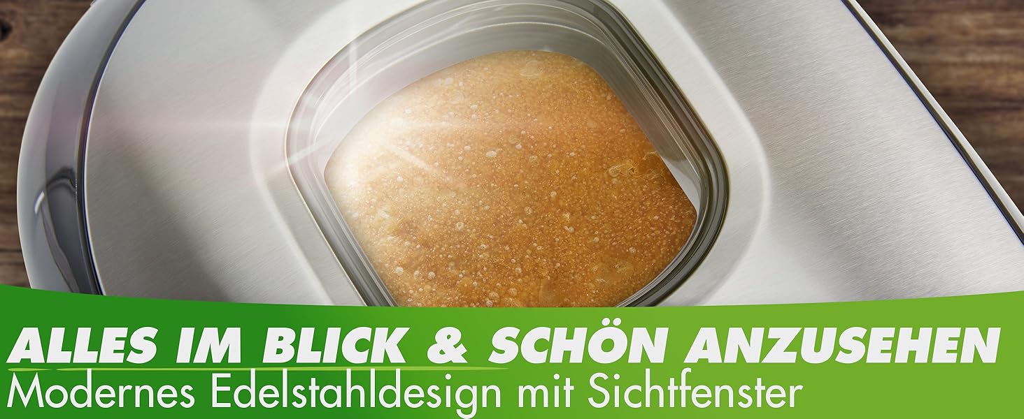 Nutrilovers Brotbackautomat з нержавіючої сталі: 19 програм, 3 розміри хліба, таймер, рецепти