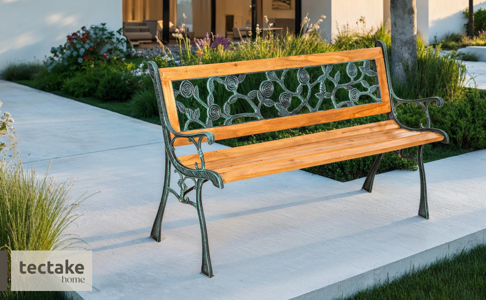 Гарна лавка для саду Tectake на 2 місця, з дерева, у стилі кантрі, для тераси, балкона або саду. Розміри: 119,5 x 62 x 83 см (модель 'Michaela')