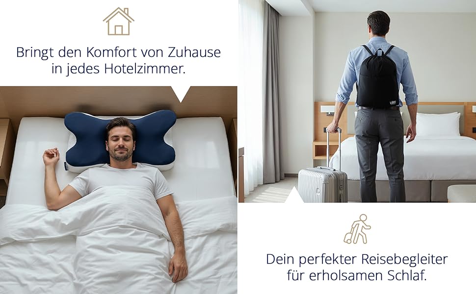 Подушка для шиї Home Vibez® з піною з пам'яті ефекту, знімає біль у шиї та плечах, ергономічний дизайн, ортопедична підтримка шиї з охолоджуючим чохлом для будь-яких положень сну, з сумкою для подорожей