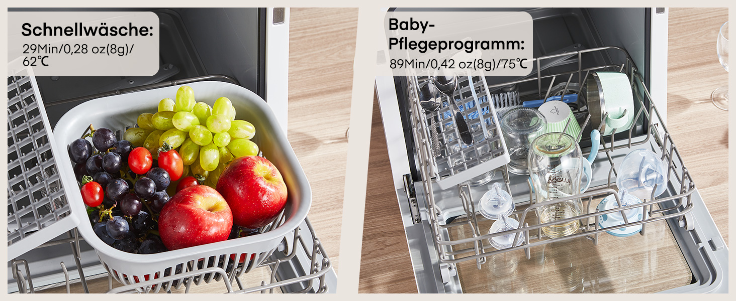 Посудомийна машина Fohere компактна 5л з таймером відкладеного старту (6 годин), 6 програм, для кухні, кемпінгу, автодому