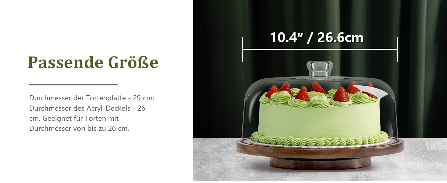 Тортниця з підставкою, дерев'яна та акрилова, з кришкою - для тортів та випічки
