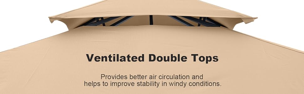 ABCCANOPY Павільйон садовий 2.4x2.4 м з двосхилим м'яким дахом для тераси, саду, двору. Захист від сонця та дощу (з сіткою, бежевий)