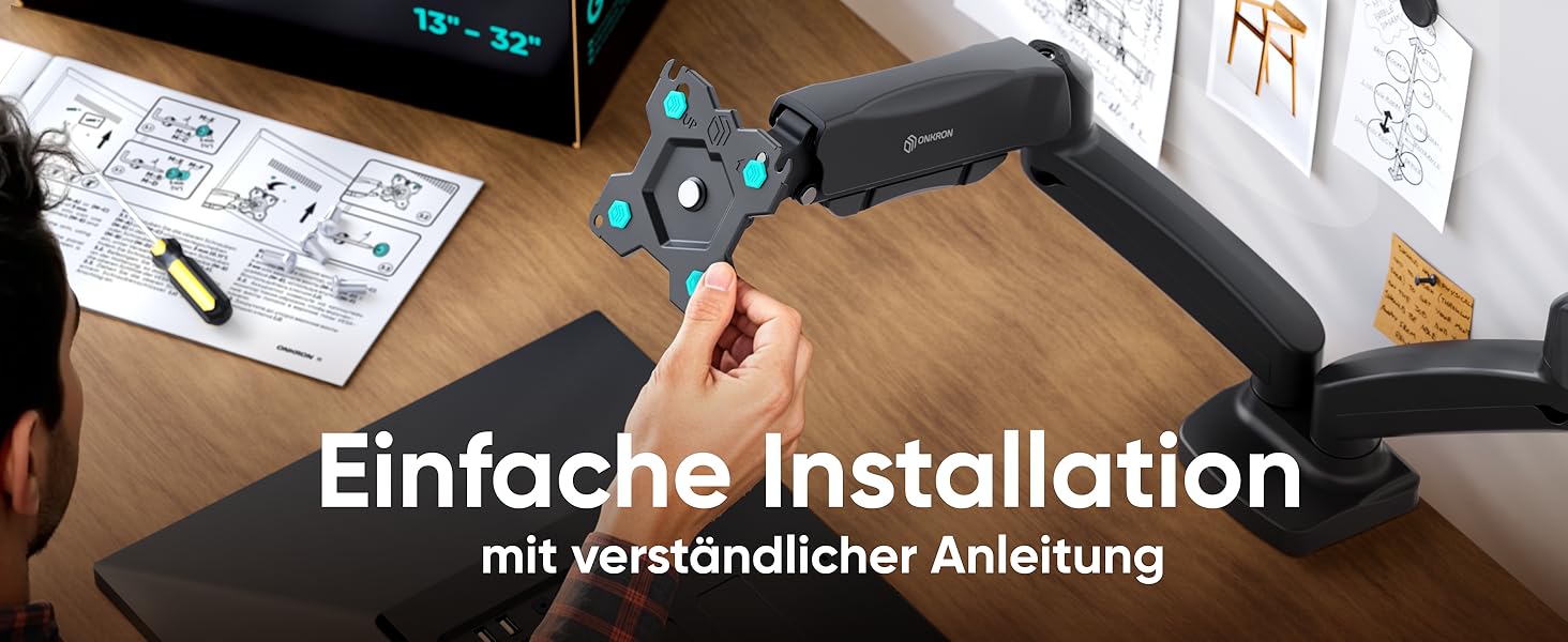 Кріплення для монітора ONKRON G160-W (2 монітори) - газ. підйомник, VESA 75x75-100x100, для моніторів 13-32