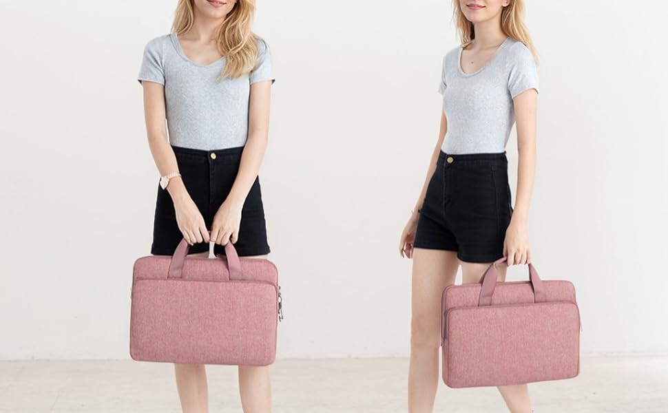 Чохол для ноутбука DOMISO 16 дюймів, сумісний з MacBook Pro (M4/M3/M2/M1) та іншими, водонепроникний, з ручкою, рожевий